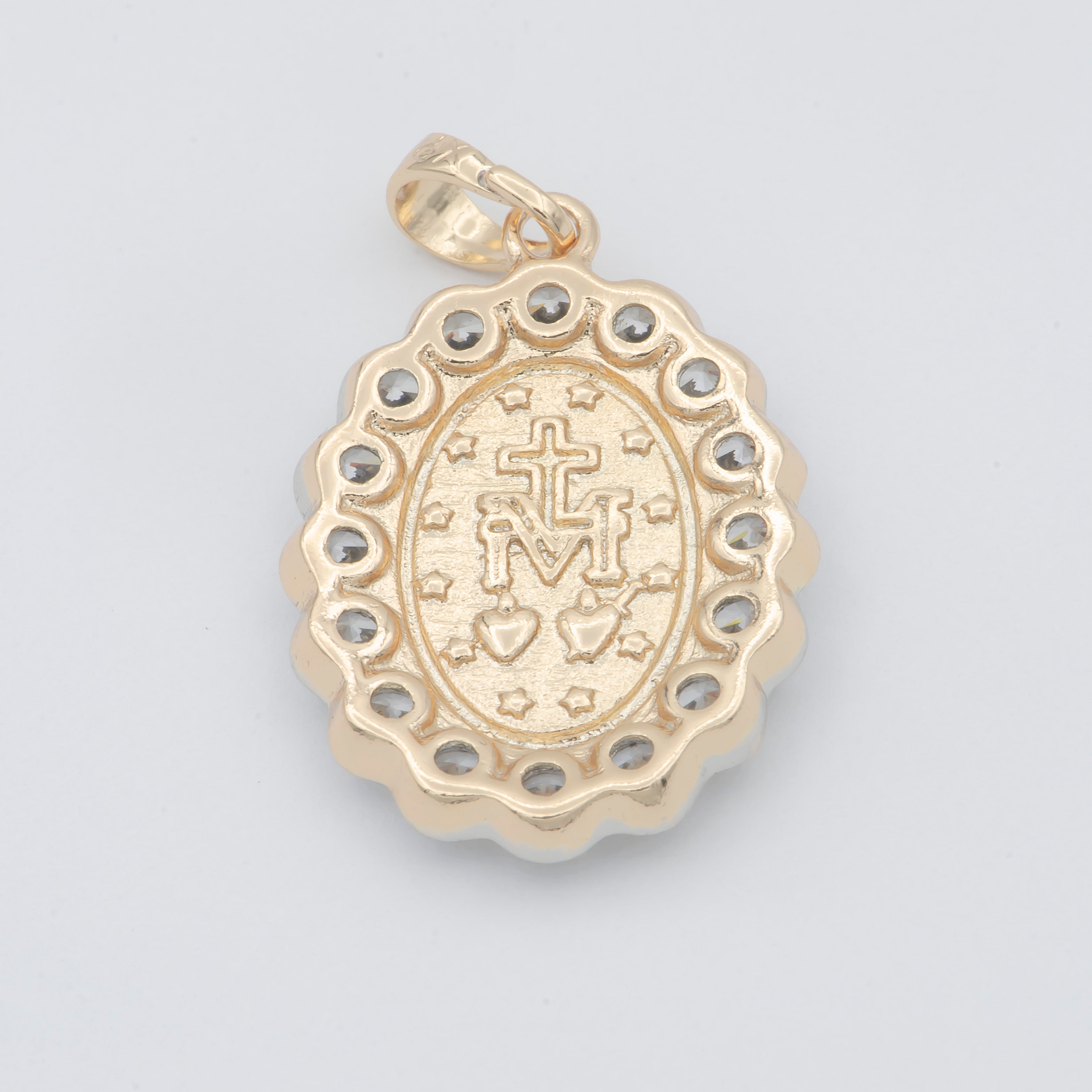 Gold Filled Holy Mary Oval Pendants - H728 - DLUXCA