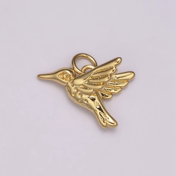 Dainty Hummingbird Charm Pendant, 24K Gold Filled Hummingbird Charm, Bird Charm Jewelry Supplies N-180 - DLUXCA
