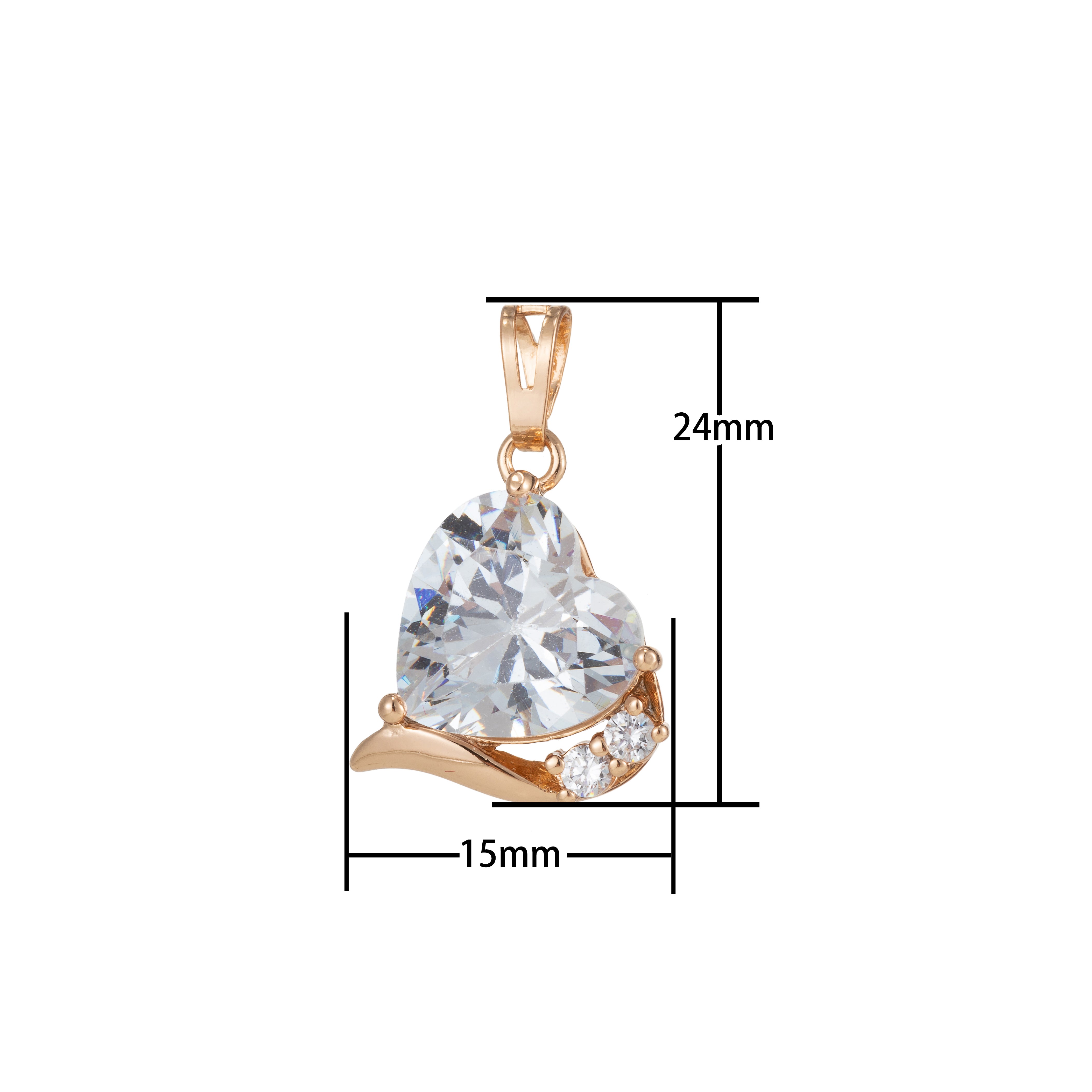 Crystal Gold Filled Heart Pendants - I522 - DLUXCA