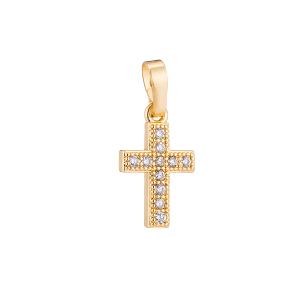 1pc Cross Jesus Faith Believe Family Church Girls Teens Cubic Zirconia Necklace Pendant Charm Bead Bails Findings for Jewelry Making - DLUXCA