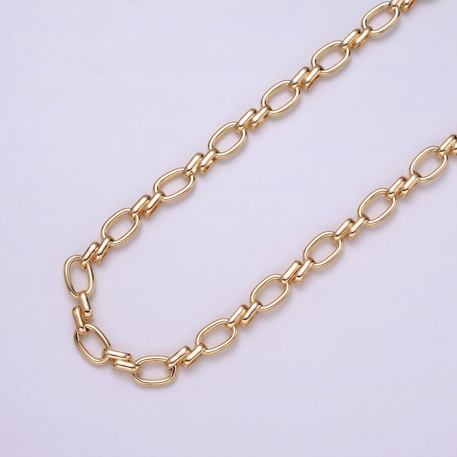 16K Gold Filled Oval Link Chain Chunky Unfinished Chain by Yard for Handmade Supply 6.1mm | Roll-1313 1314 - DLUXCA