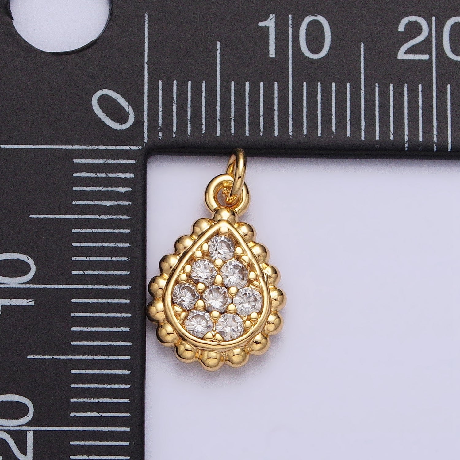 Gold, Silver Beaded Clear Micro Paved Teardrop Add-On Charm | AC615 AC616 - DLUXCA