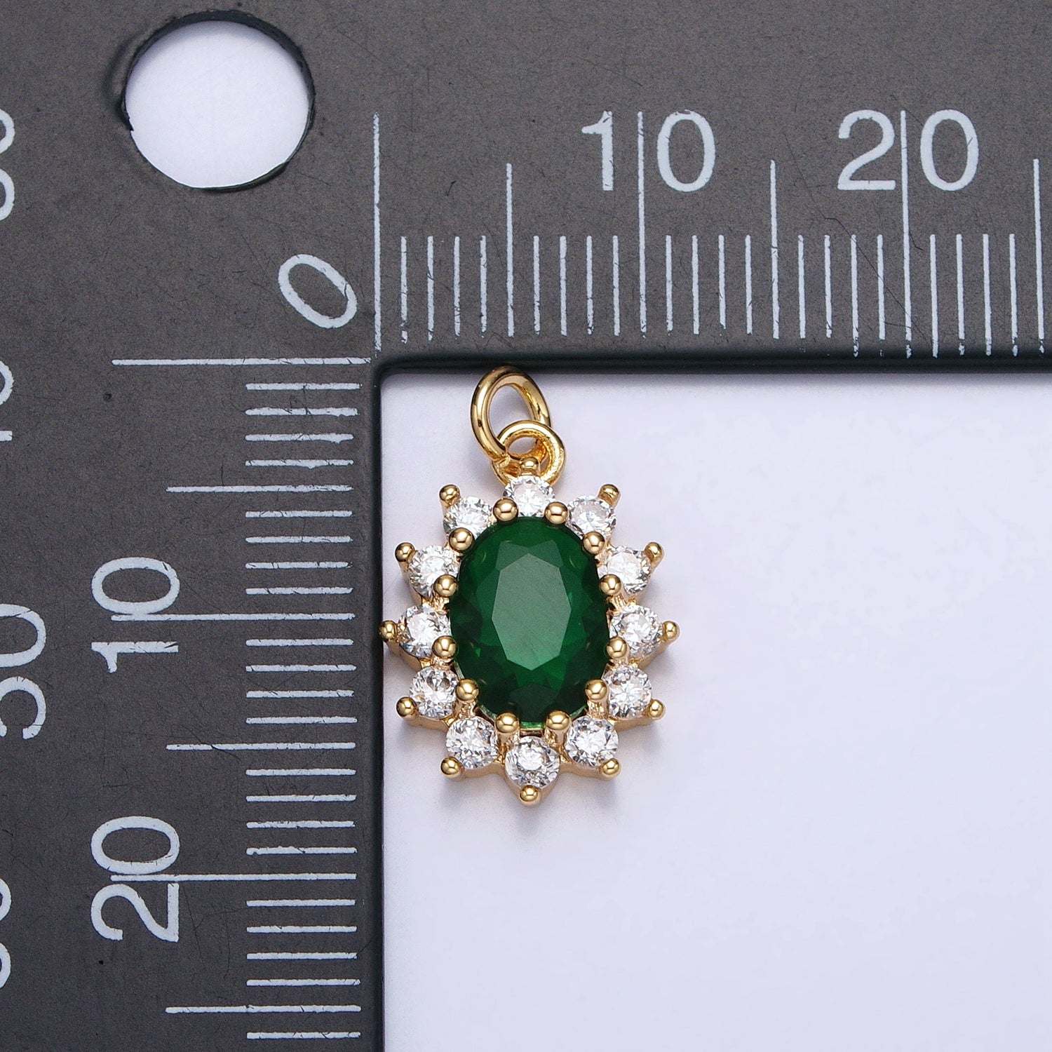 16K Gold Filled Emerald Green Oval Celestial Sun Star Add-On Charm in Gold & Silver | AC962 AC963 - DLUXCA