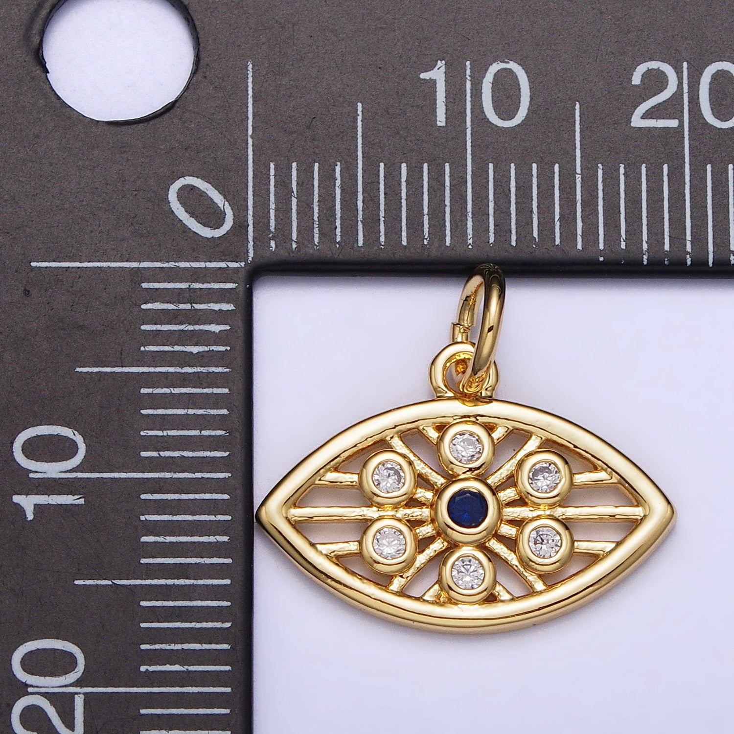 Gold, Silver Blue-Eyed Round CZ Evil Eye Add-On Protection Charm | AC1015 AC1016 - DLUXCA