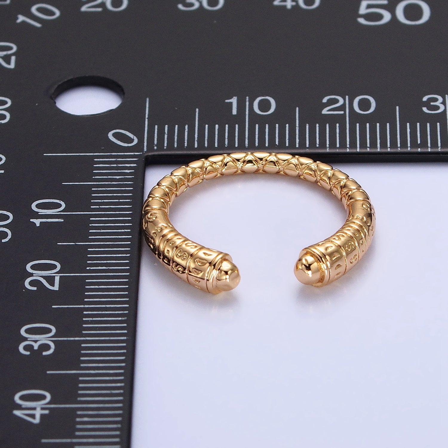 16K Gold Filled Engraved S Crescent Moon Open Adjustable Ring  in Gold & Silver | AA1115 AA1116 - DLUXCA