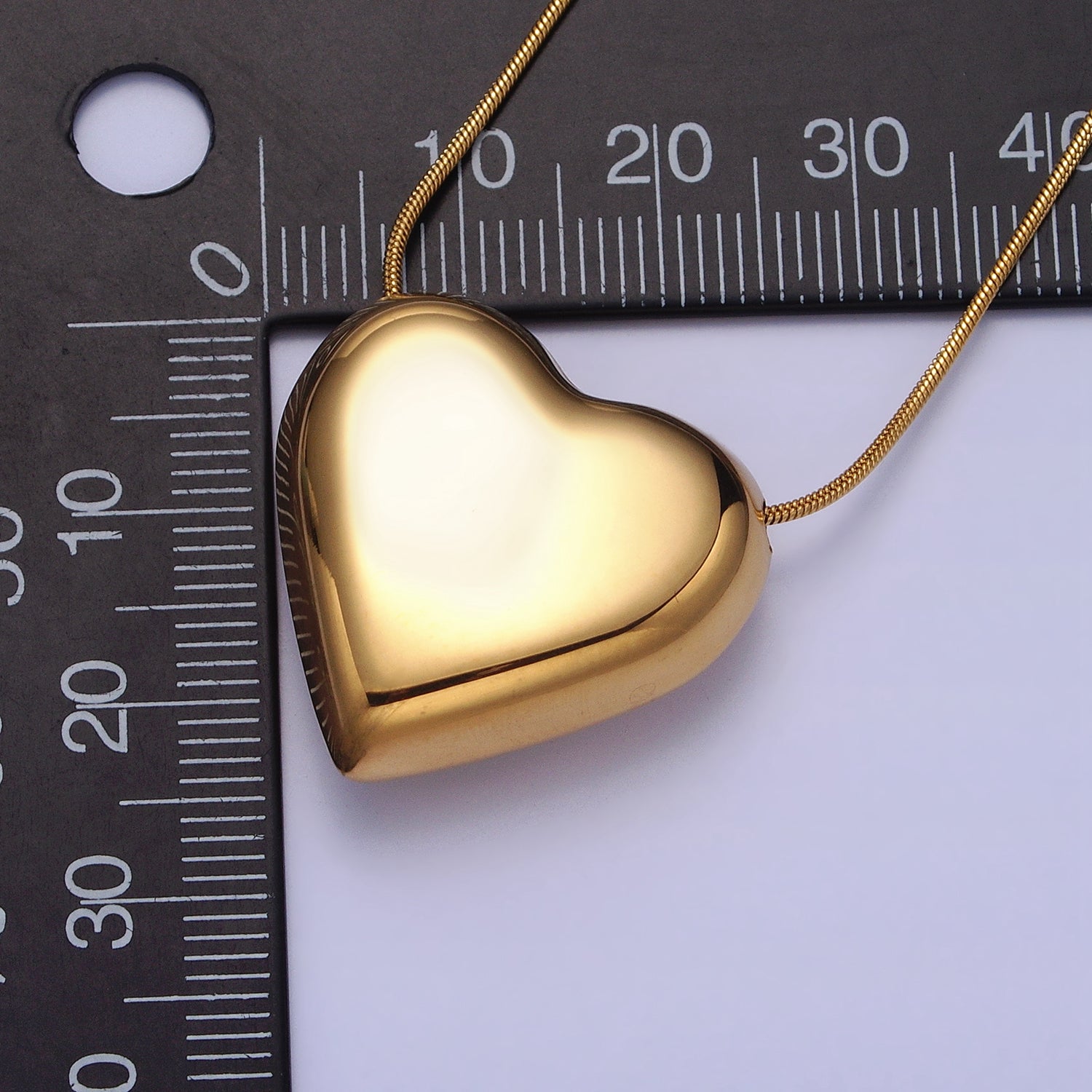 Stainless Steel Gold Valentine Heart Slider Bead Omega 16 Inch Choker Chain Necklace | WA-1631 - DLUXCA