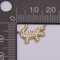 Mini Gold Alligator Charm Connector Tiny 18k Gold Filled Charm, Micro Pave Animal link connector for bracelet necklace - DLUXCA