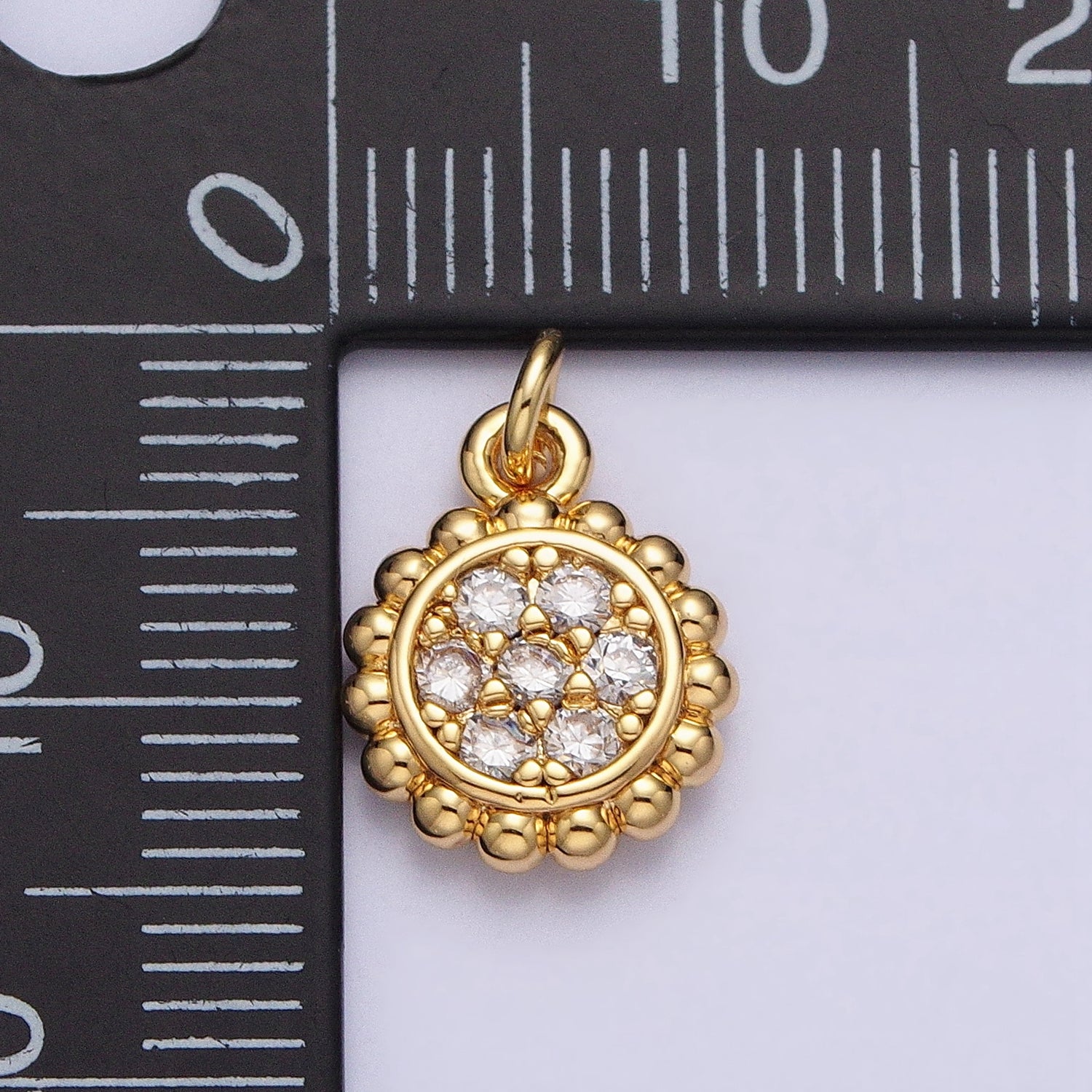 Gold, Silver Beaded Clear Micro Paved Round Add-On Charm | AC605 AC626 - DLUXCA