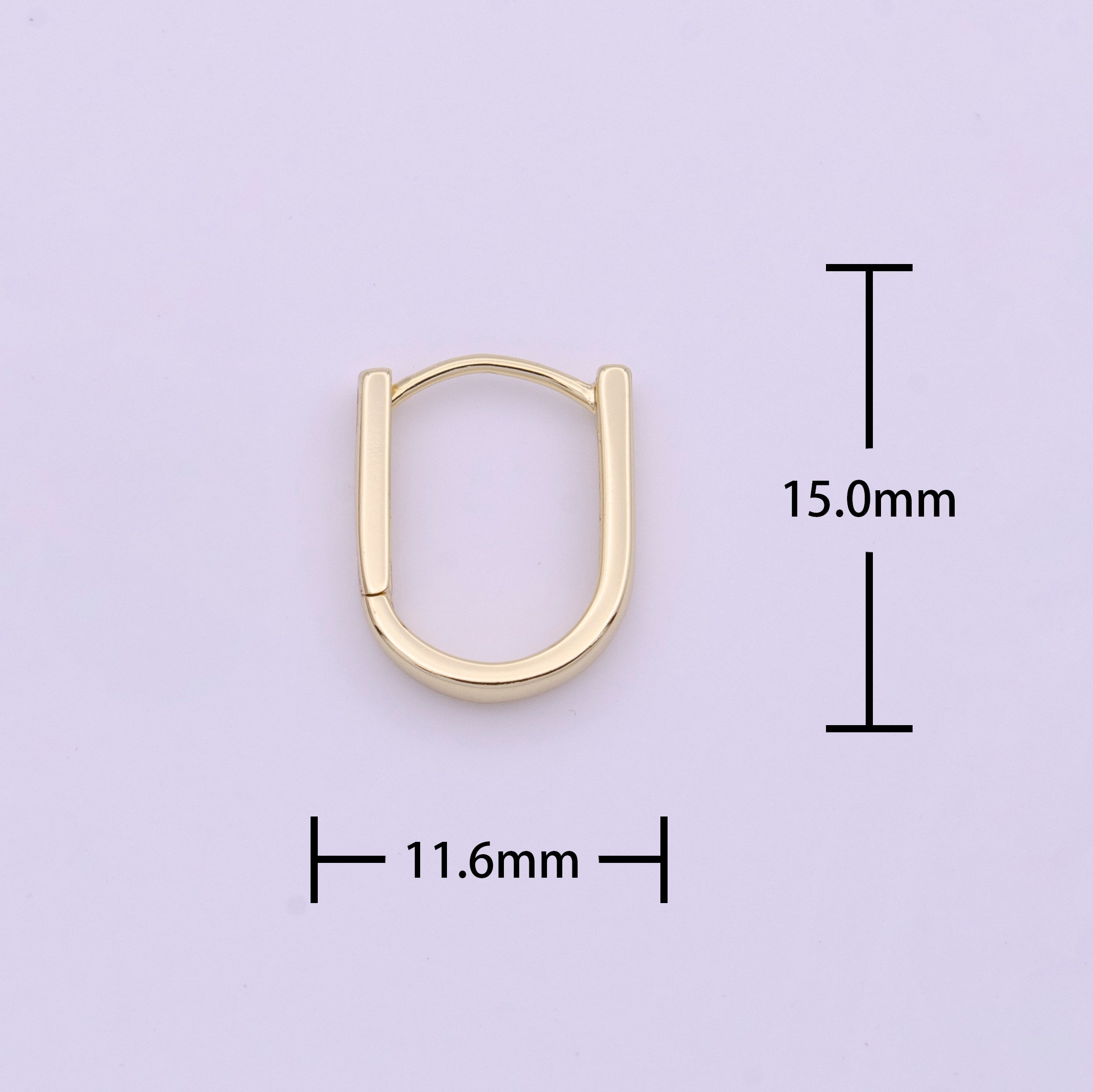 Dainty Gold U Shaped Boxy 15mm Huggie Earrings | Y161 - DLUXCA