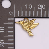Dainty Hummingbird Charm Pendant, 24K Gold Filled Hummingbird Charm, Bird Charm Jewelry Supplies N-180 - DLUXCA