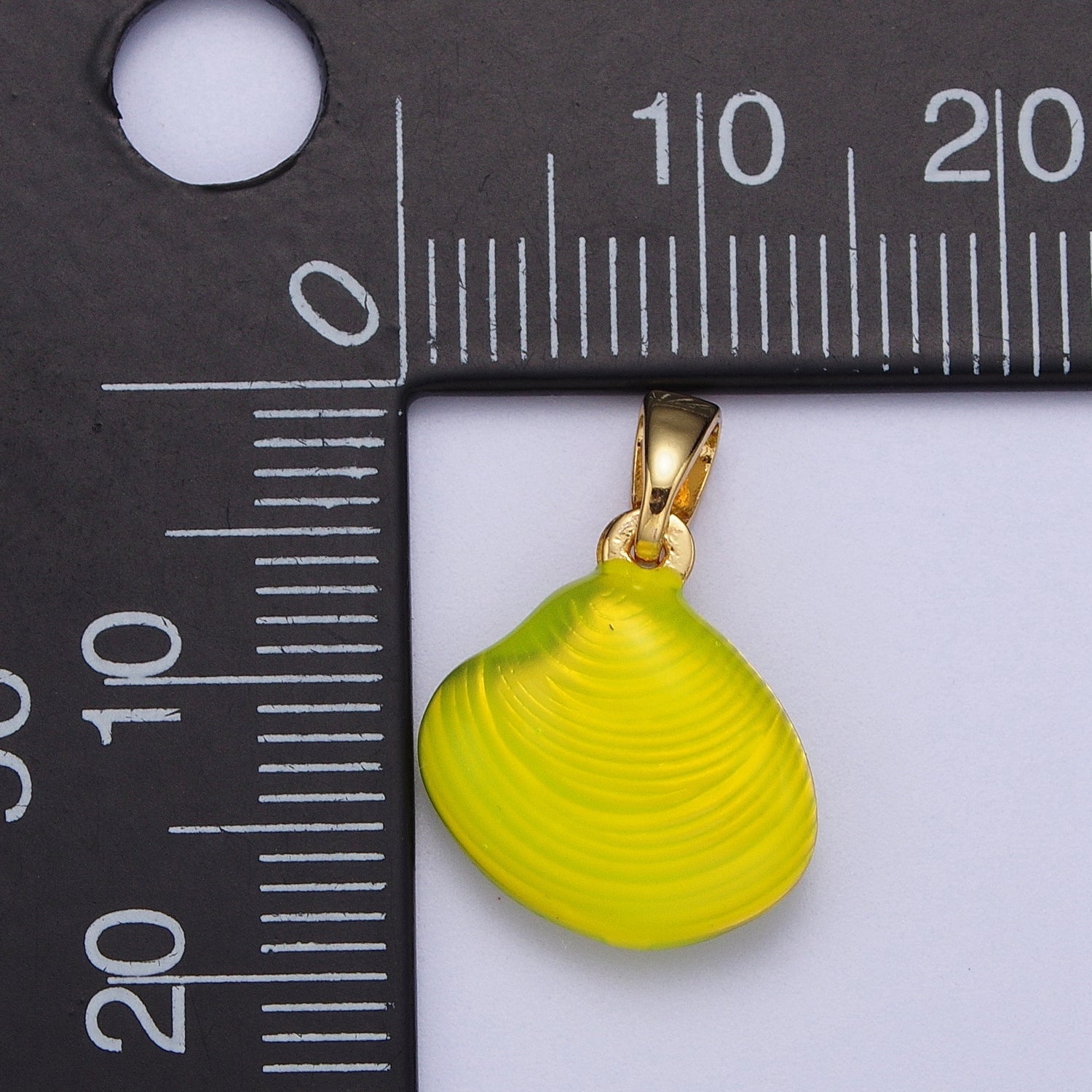 Neon Yellow, Blue, Green Colored Enamel Clam Sea Shell Pendant For Summer Beach Jewelry | X537-X539 - DLUXCA