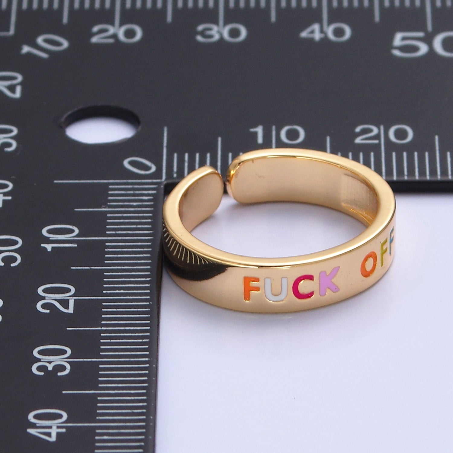 Y2K Gold Fuck Off Ring Open Adjustable Jewelry for Teenager Gift V-354 - DLUXCA