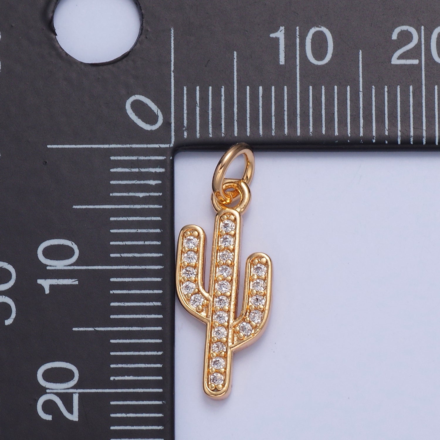 Clear/Green Micro Pave Cactus Charm, Desert Plant For Jewelry Making X036 X037 - DLUXCA