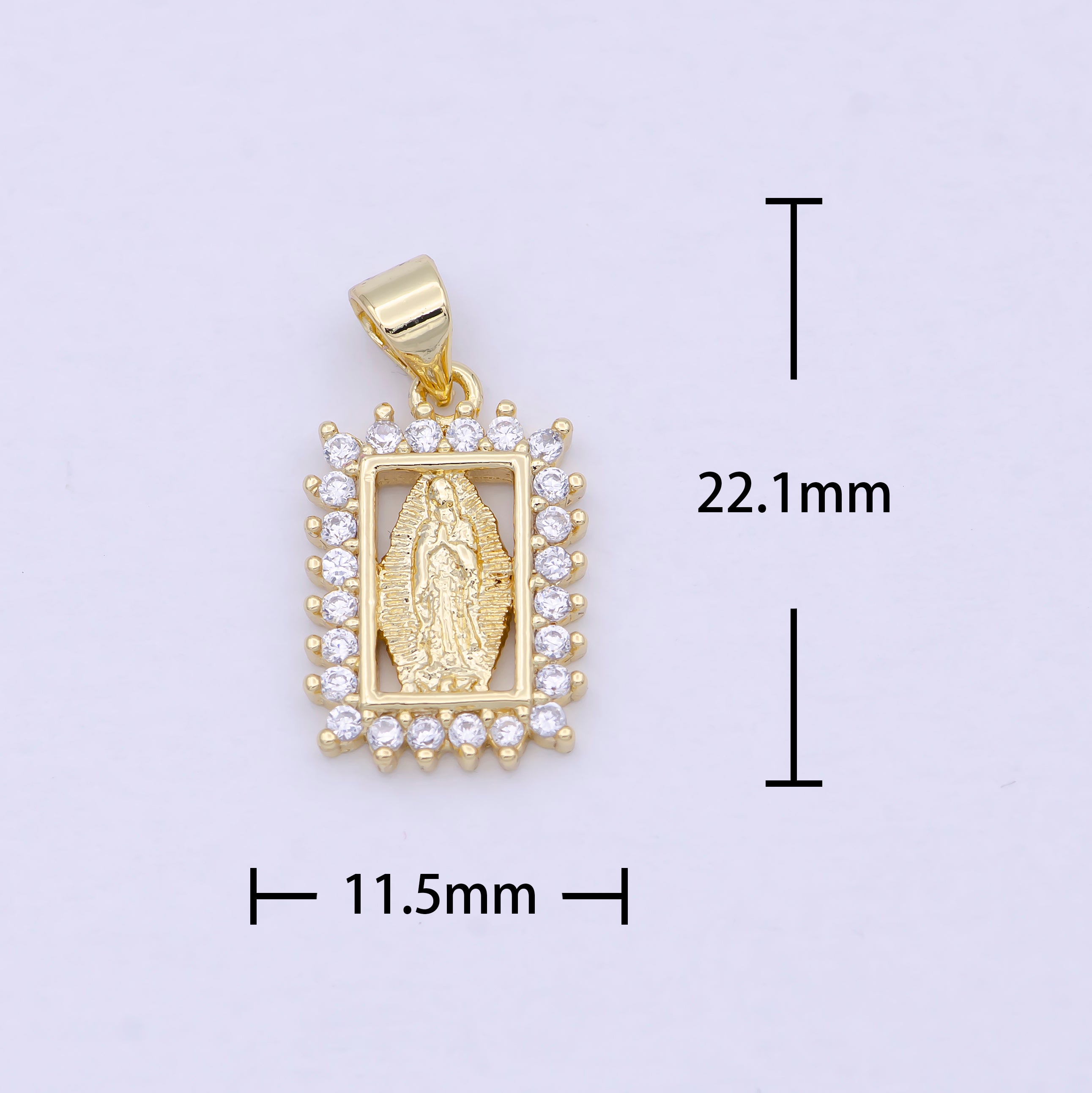 Dainty Gold Virgin Mary Lady Guadalupe Charm I-866 - DLUXCA