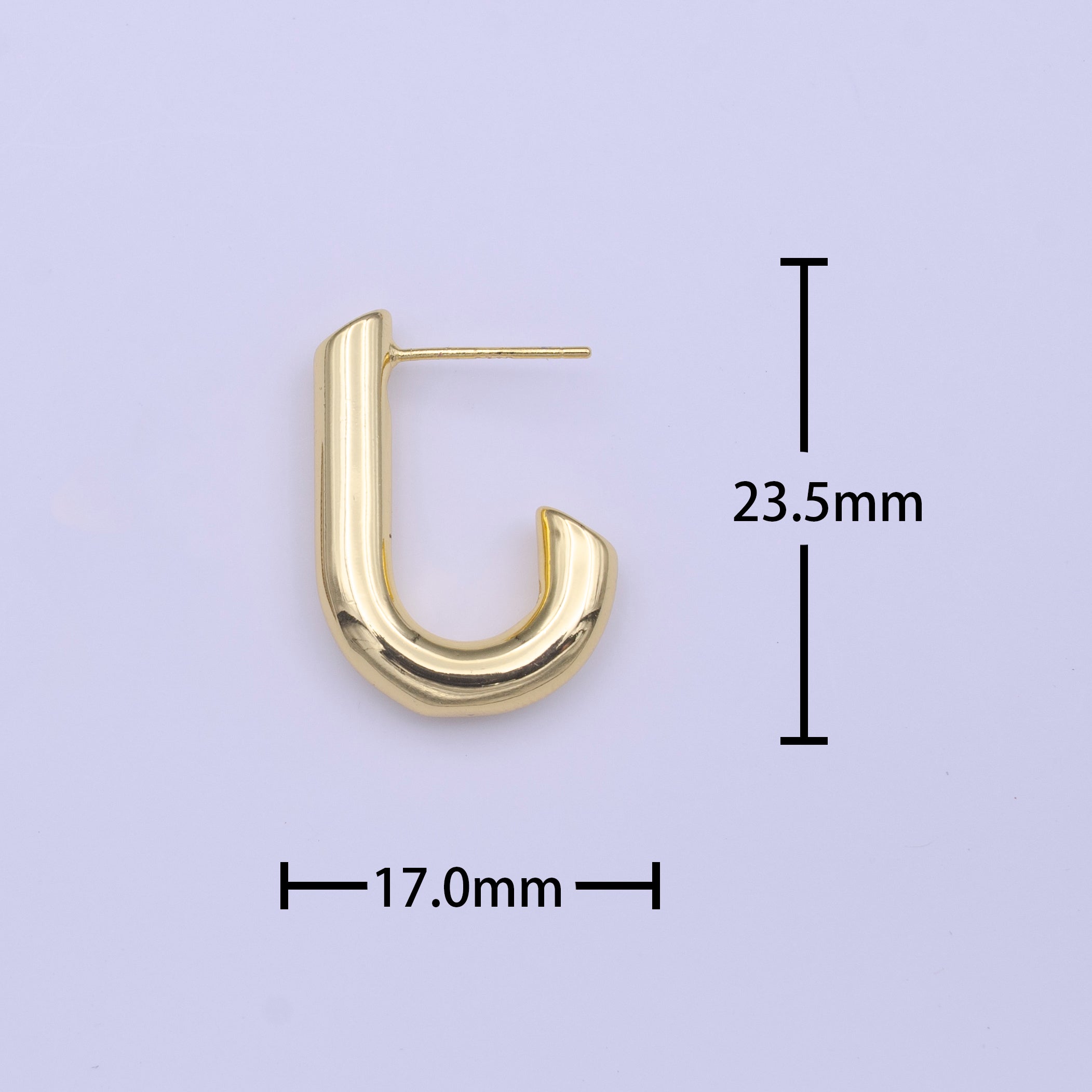 Gold Filled J-Shaped Bar CZ Studs Minimalist Earrings | Y222 - DLUXCA
