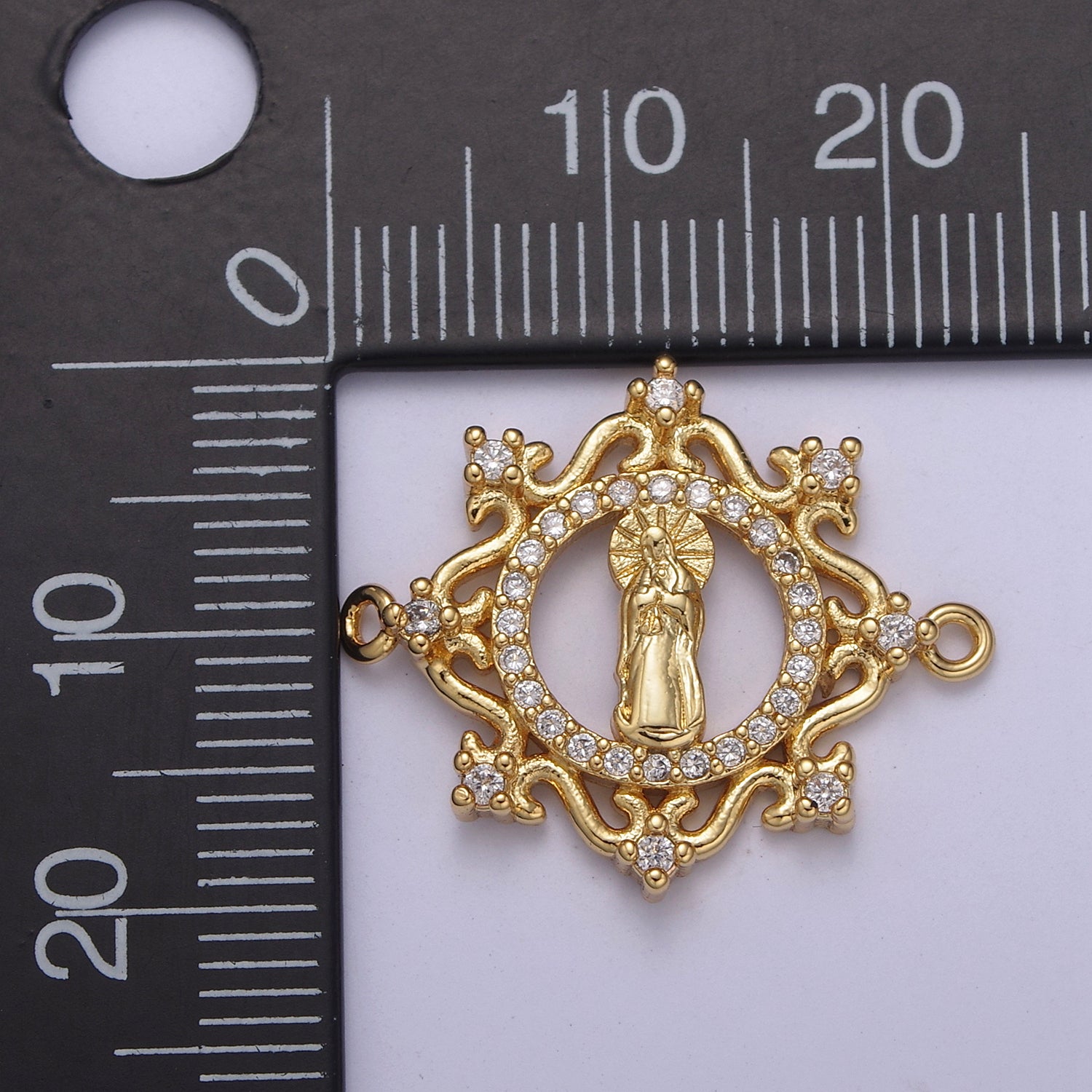 Dainty Gold Virgin Mary Charm Connector for Bracelet F-432 - DLUXCA