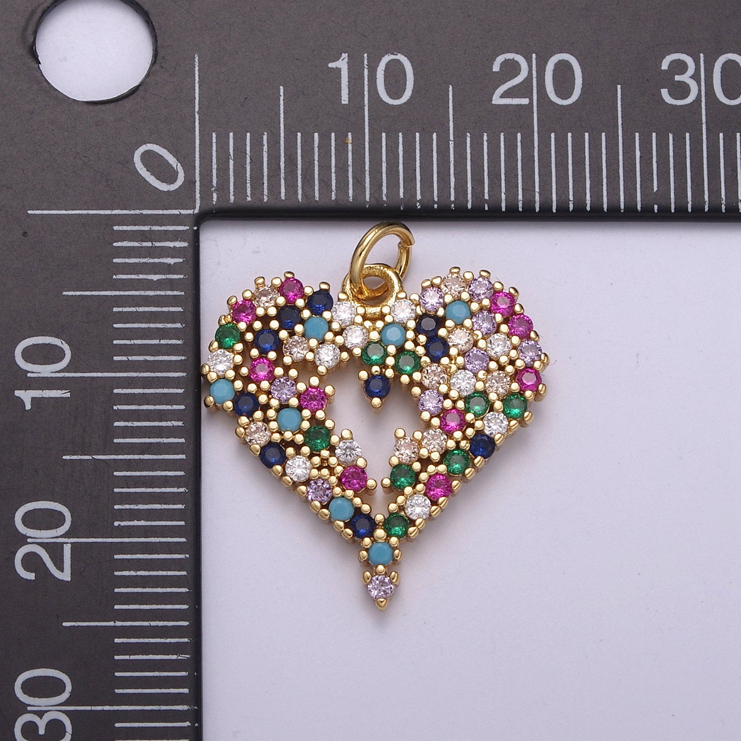 Dainty Multi Color Cz Heart Charm for Necklace Earring Bracelet Supply C-200 - DLUXCA
