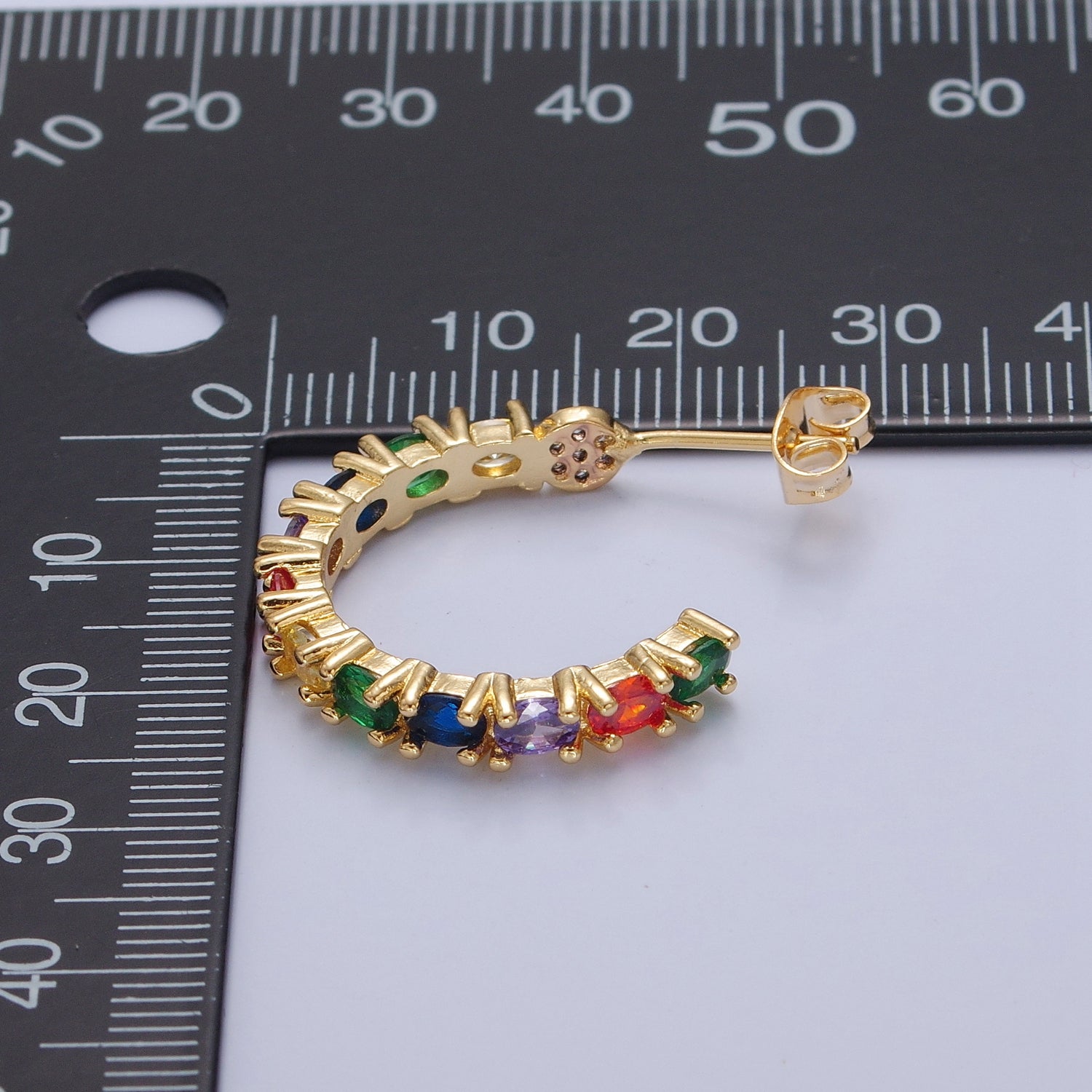 Multi Color Pave Hoop Earring t-419 - DLUXCA