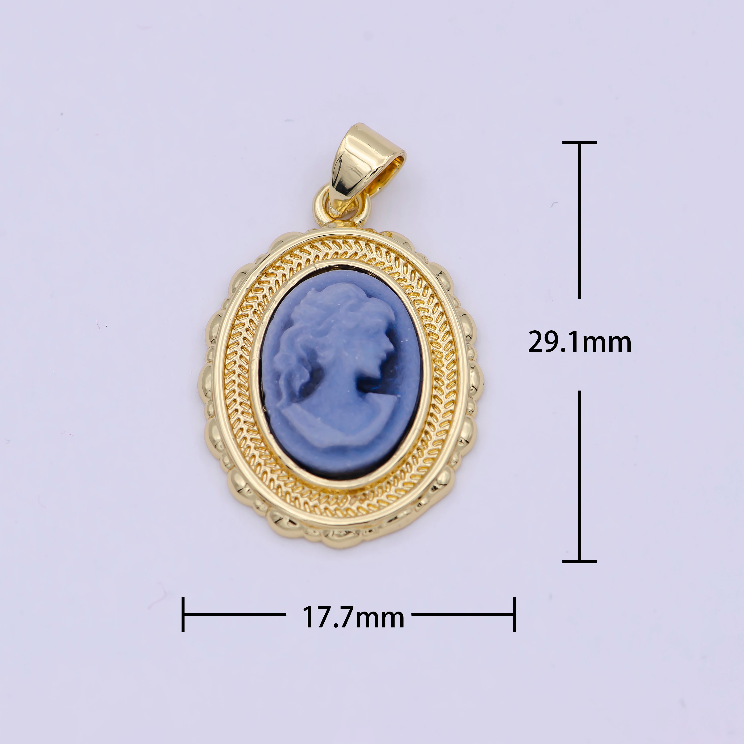 Dainty Blue Agate cameo pendant woman Italian cameo jewelry Charm Vintage Jewelry N-585 - DLUXCA