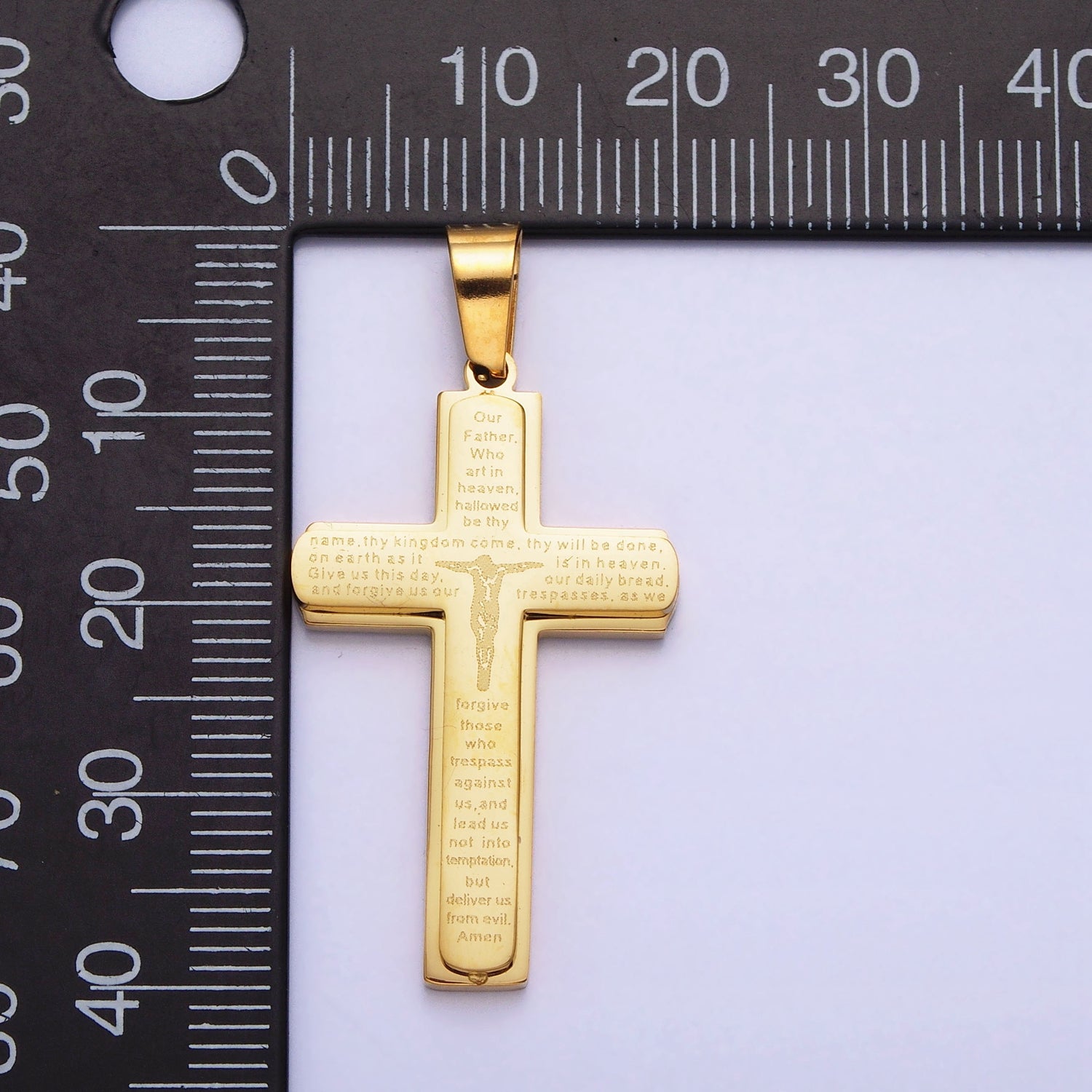 Lord Pray Pendant in Cross Charm 24K Gold Filled Engraved Our Father English Prayer Medallion for Religious Unisex Jewelry Making AB1368 AB1369 - DLUXCA