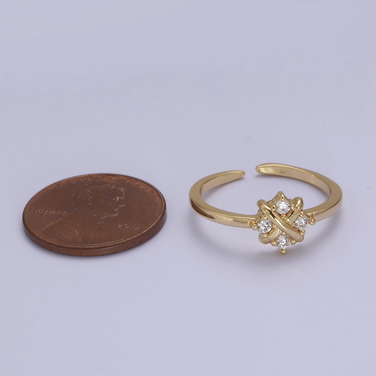 Dainty Gold Flower Ring Open Adjustable Ring S-529 - DLUXCA