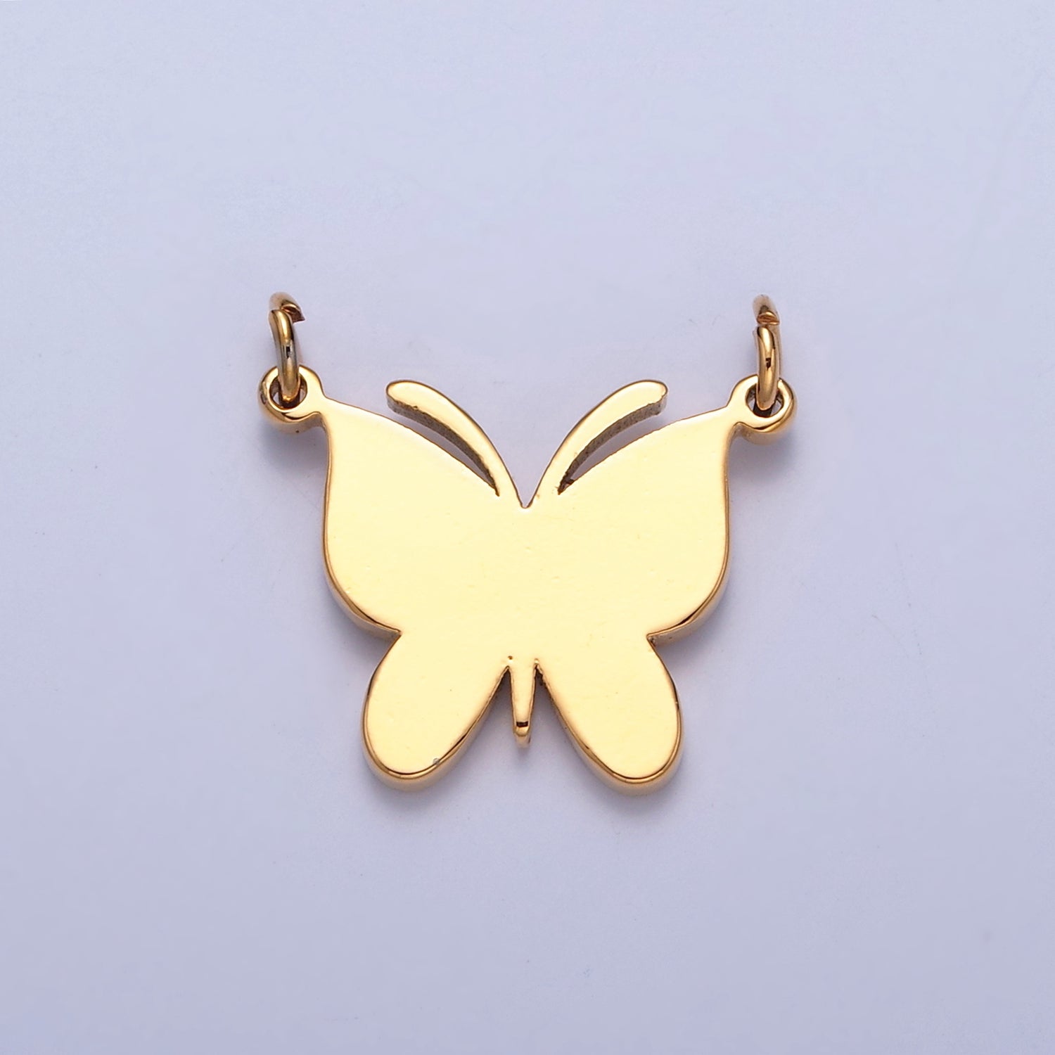Dainty Gold Flat Butterfly Charm Connector Pendant for Necklace Bracelet 14K or 24K Gold Filled W-570 - DLUXCA
