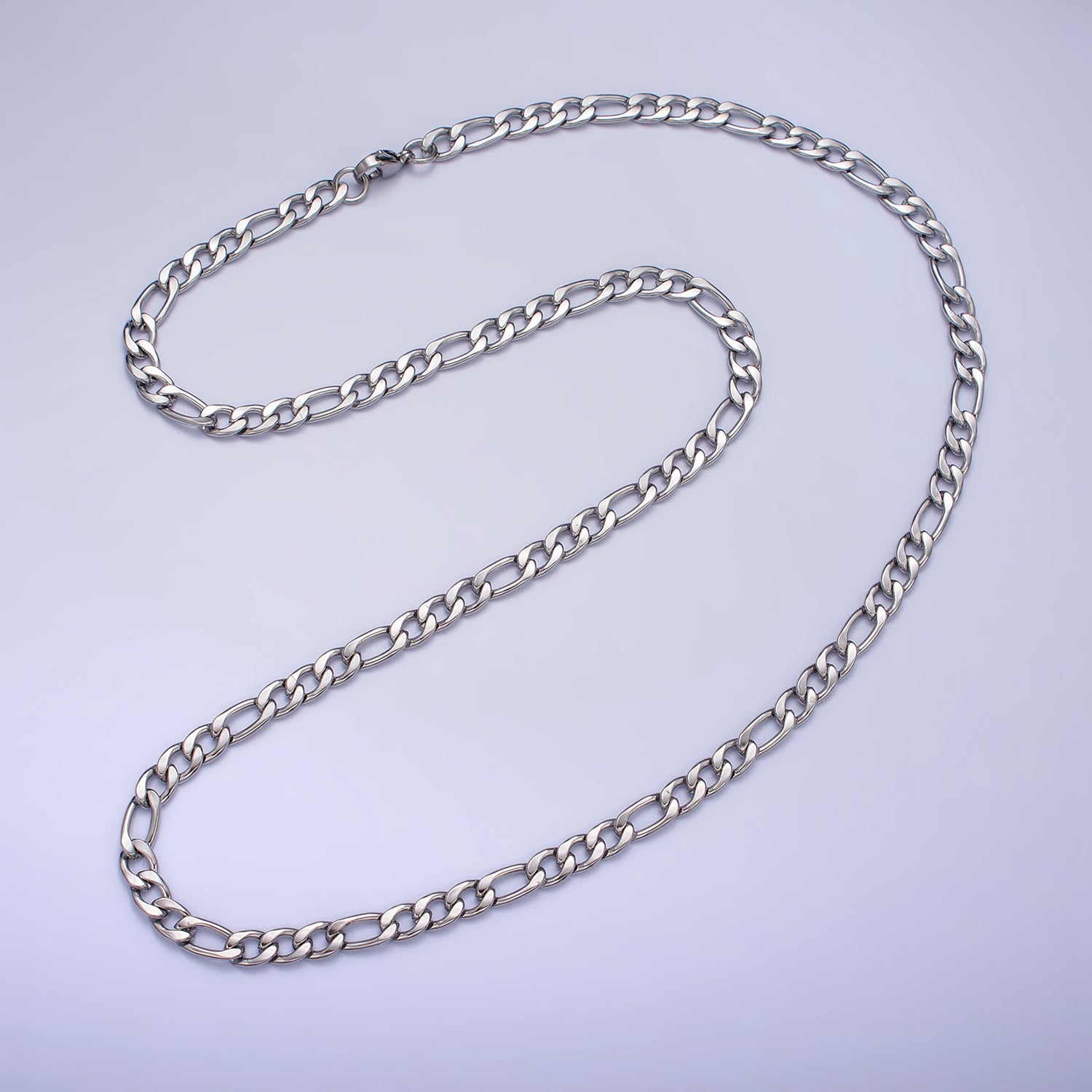 Long Gold Figaro Chain Necklace Stainless Steel 5.2mm Thick Men's Chain 23.5 inch Necklace WA-1587 WA-1588 - DLUXCA