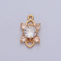 Celestial Four Pointed Star Round Cubic Zirconia Love Heart Link Charm For Valentine Jewelry | X211-X214 - DLUXCA