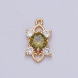 Celestial Four Pointed Star Round Cubic Zirconia Love Heart Link Charm For Valentine Jewelry | X211-X214 - DLUXCA