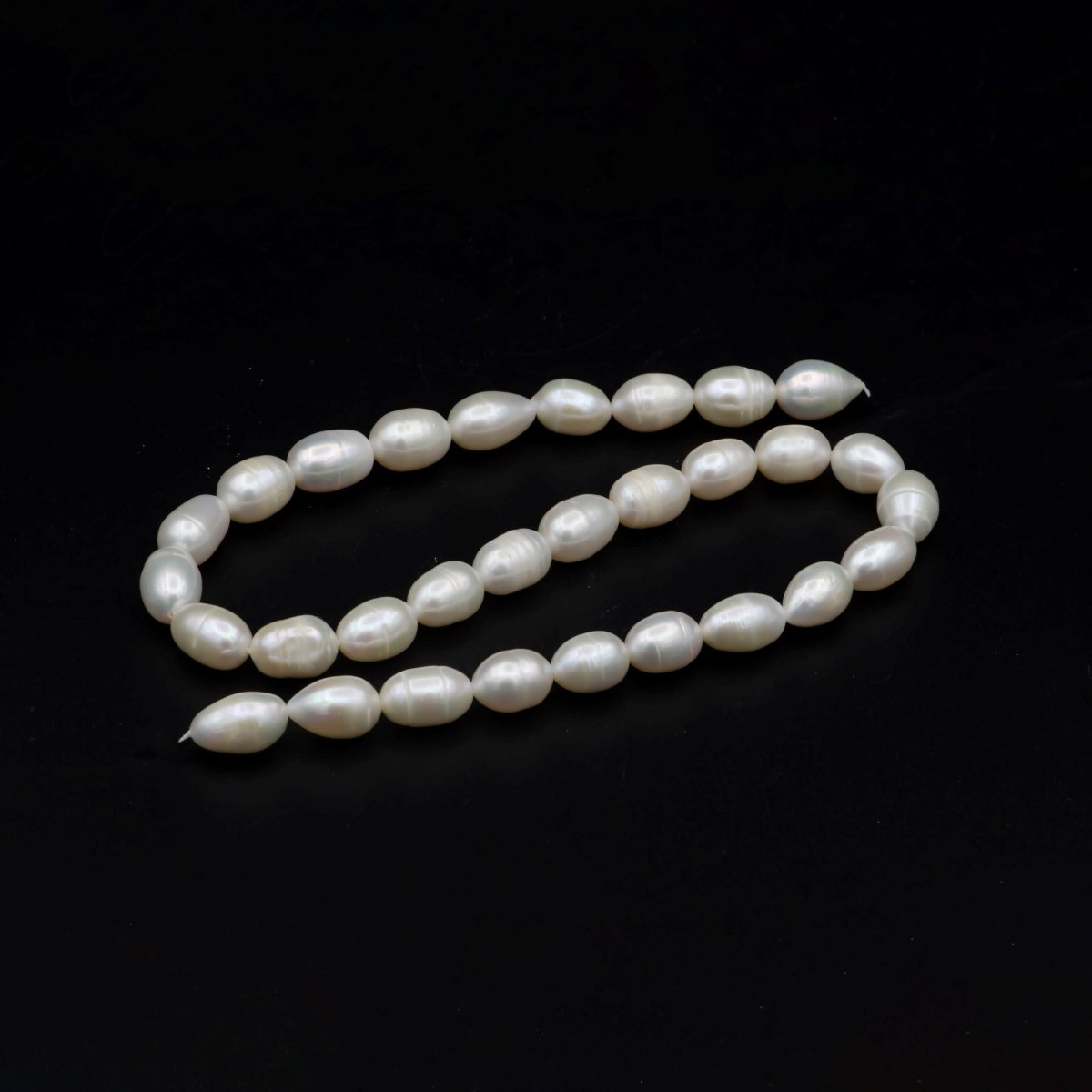 AAA 8.2-69.1mm white oval freshwater pearls, high quality, white rice pearl, Full Strand, Freshwater Pearl Rice Beads | WA-577 Clearance Pricing - DLUXCA
