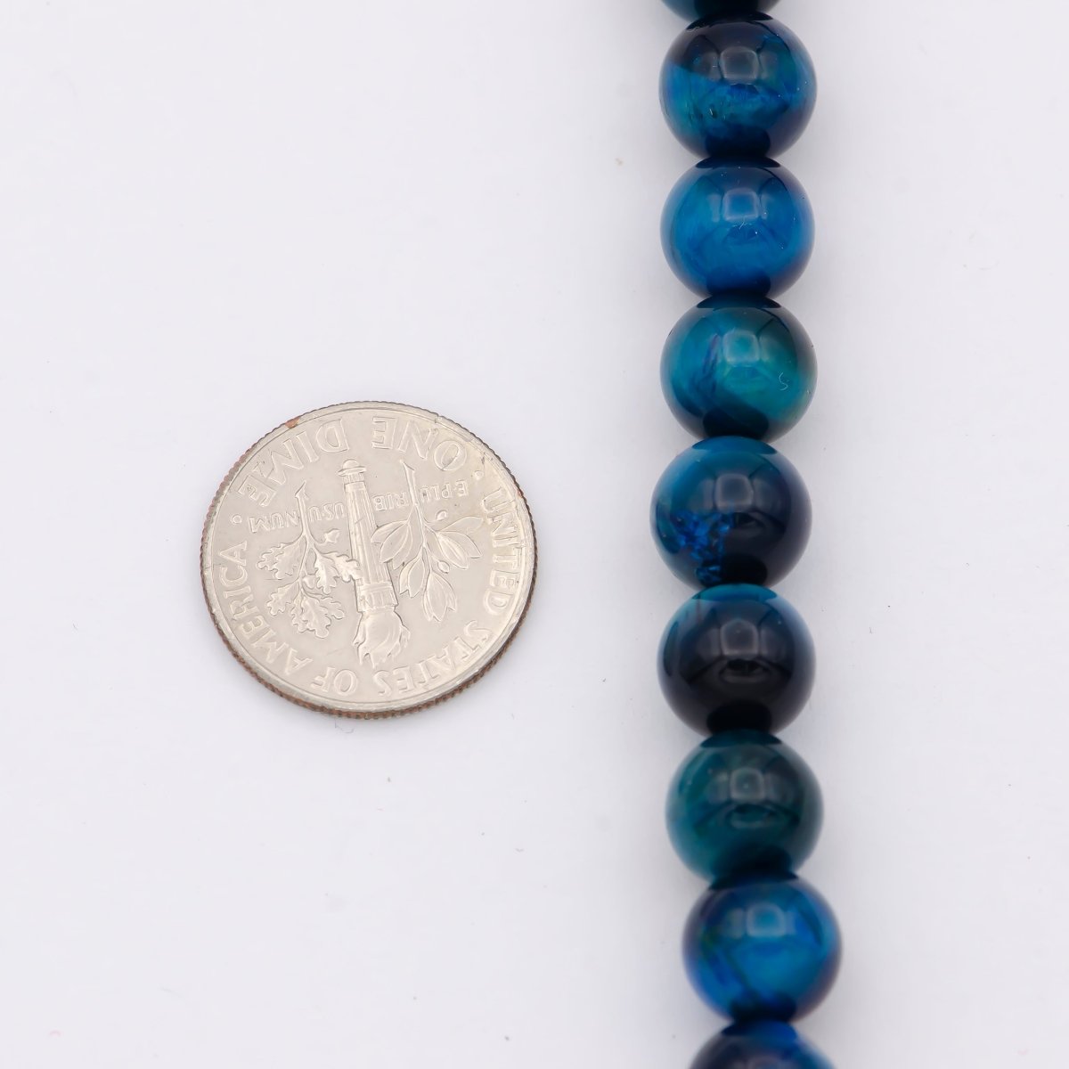 AAA Mystic Blue Tiger's Eye 8mm 10mm Smooth Round Beads 15.5" Strand Wholesale Gemstone Beads - DLUXCA