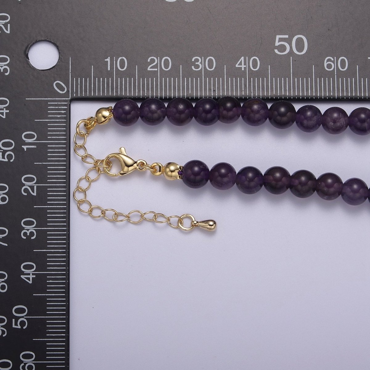 AAA++ Natural Amethyst Beaded Necklace, 6mm Purple Amethyst Smooth Round Bead Necklace 18k Gold Filled Gemstone Necklace Jewelry | WA-858 Clearance Pricing - DLUXCA