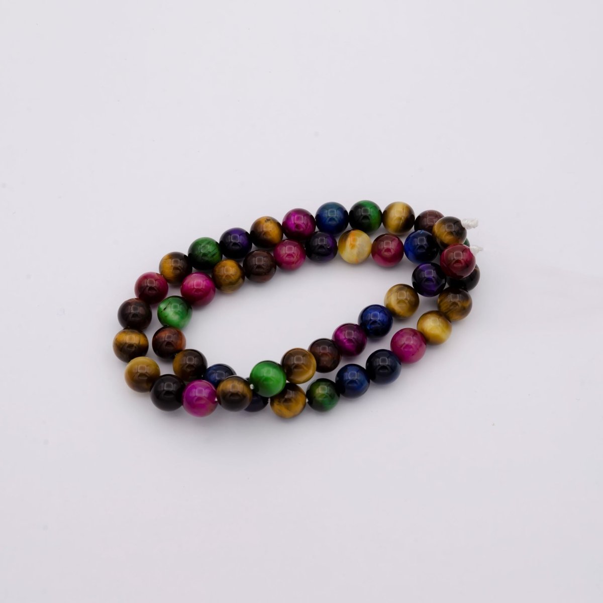 AAA Rainbow Multi Color Tiger's Eye 8mm 10mm Smooth Round Beads 15.5" Strand Wholesale Gemstone Beads - DLUXCA