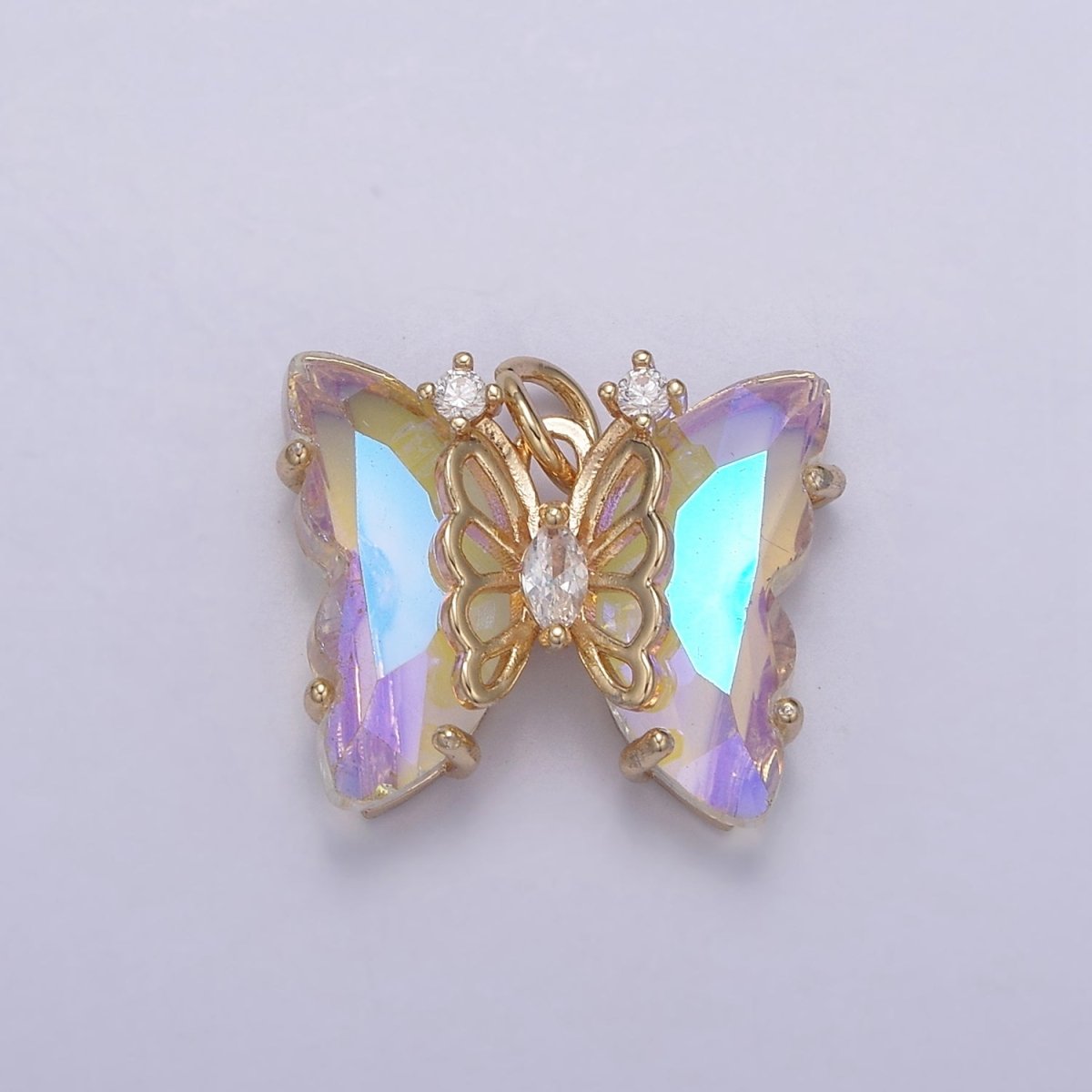 AB Color Butterfly Charm Glass Crystal Monarch Pendant Add on Charm for Bracelet Necklace Earring N-855 - DLUXCA