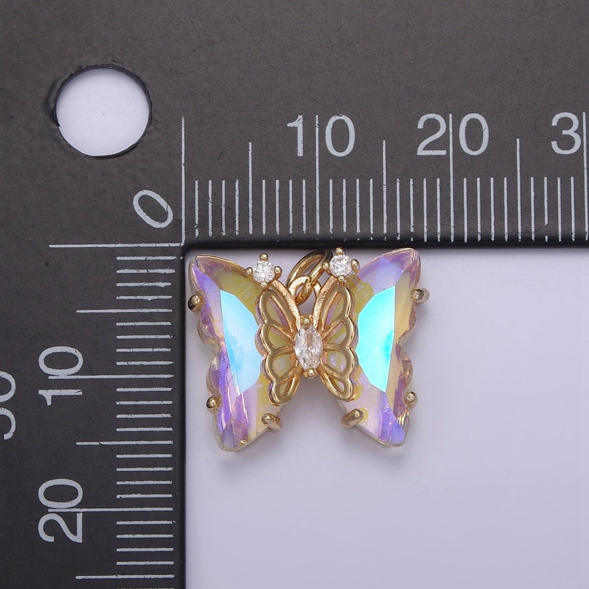 AB Color Butterfly Charm Glass Crystal Monarch Pendant Add on Charm for Bracelet Necklace Earring N-855 - DLUXCA