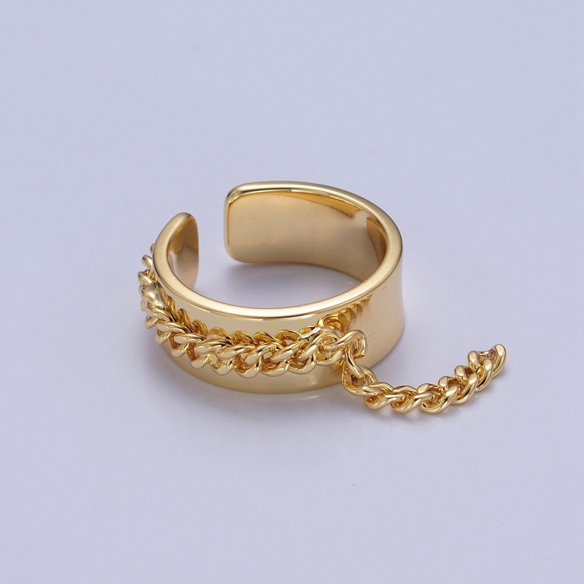 Adjustable Chain Ring - Gold Open Band Ring - Midi Stacking Ring - Punk Chain Ring O-2191 O-2192 - DLUXCA
