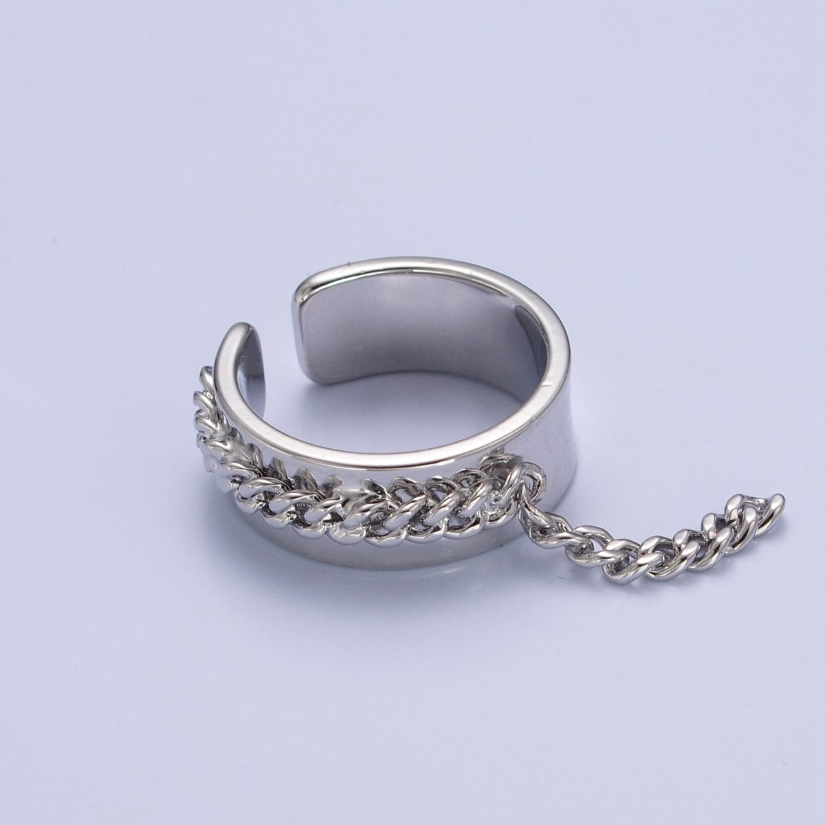 Adjustable Chain Ring - Gold Open Band Ring - Midi Stacking Ring - Punk Chain Ring O-2191 O-2192 - DLUXCA