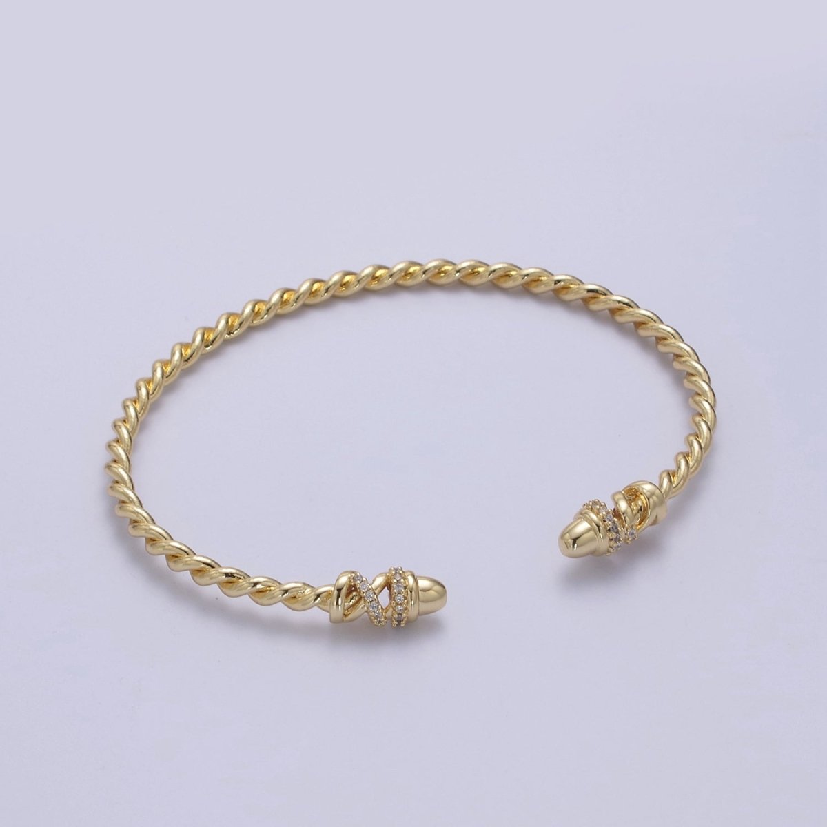 Adjustable Gold Twisted Rope Bracelet Dainty Silver Cuff Bangle, Braided Bracelet, Stacking Bracelet | WA-694 WA-695 Clearance Pricing - DLUXCA