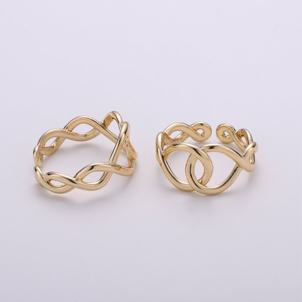 Adjustable Ring Eternity Infinity Braided Crisscross Band Ring Gold plated over Silver for Statement Ring Stack Ring - DLUXCA