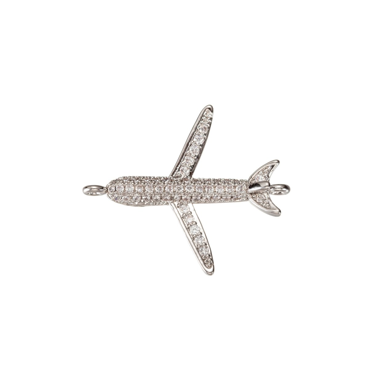 Airplane Connector CZ Micro Pave, Airplane Bracelet CONNECTOR, Traveler Jewelry, Pilot Jewelry, Airplane Charm Connector F-307 F-308 - DLUXCA