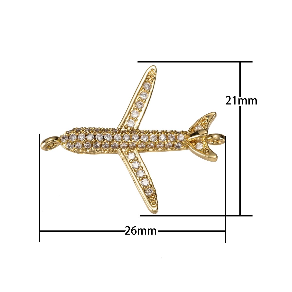 Airplane Connector CZ Micro Pave, Airplane Bracelet CONNECTOR, Traveler Jewelry, Pilot Jewelry, Airplane Charm Connector F-307 F-308 - DLUXCA