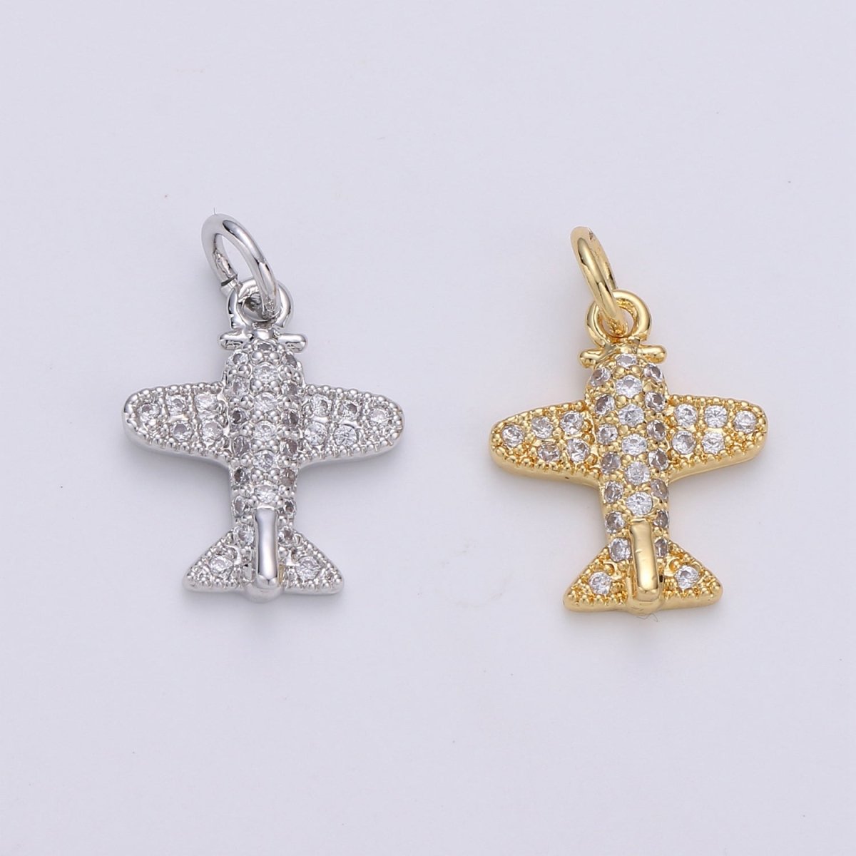 Airplane Gold Filled Charm with Crystal - D-201-D-202 - DLUXCA