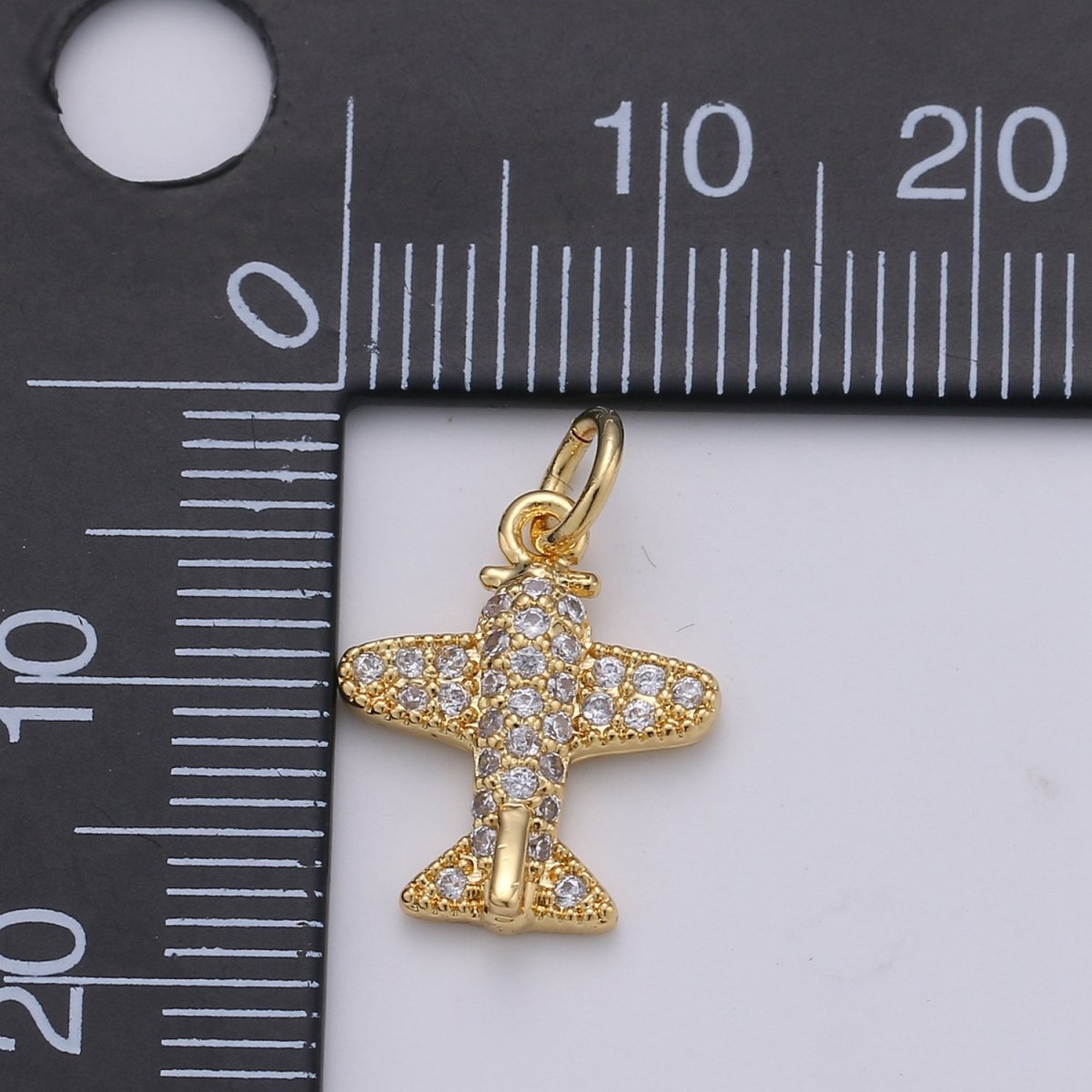 Airplane Gold Filled Charm with Crystal - D-201-D-202 - DLUXCA