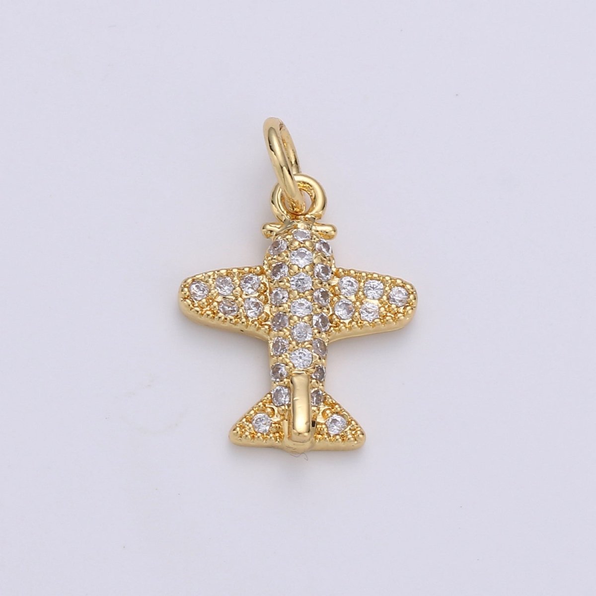 Airplane Gold Filled Charm with Crystal - D-201-D-202 - DLUXCA