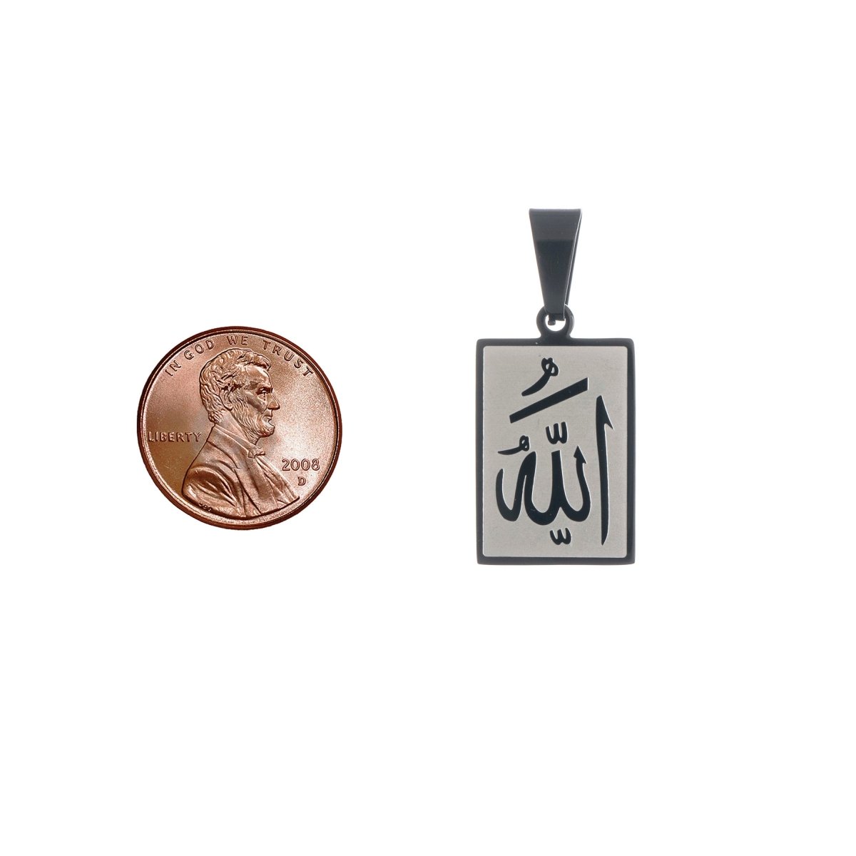 Allah Pendant Bar Frame Arabic Word Charm carved Square Charm for Men Necklace Jewelry Making Religious Necklace Supply Silver Charm J-476 - DLUXCA