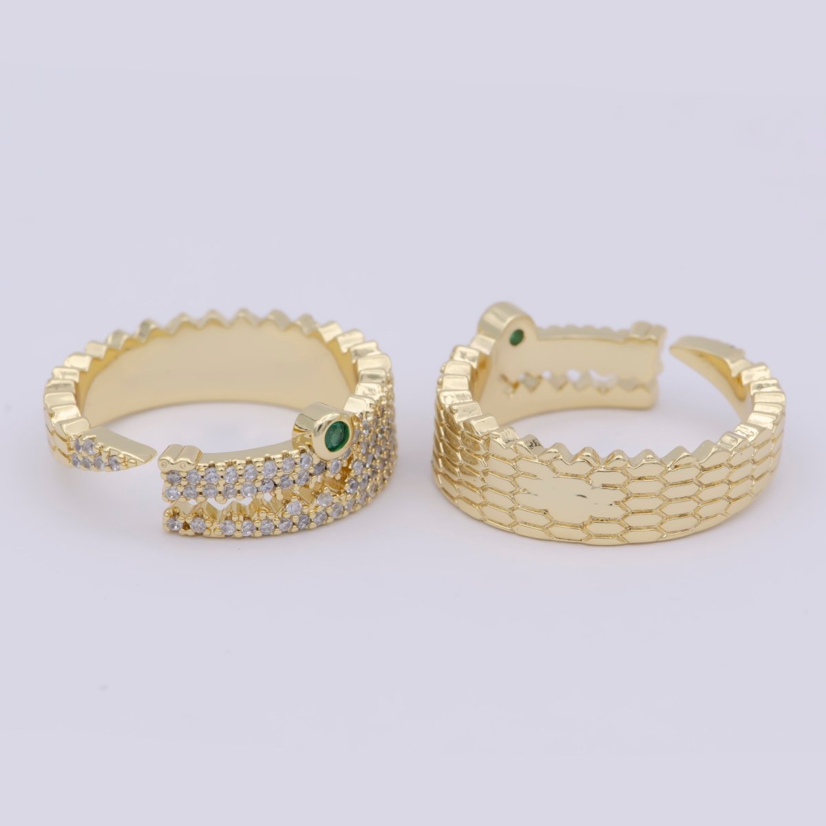 Alligator Ring, Gold Crocodile Ring, Cute Animal Style Ring, Unique Women Ring O-459 - DLUXCA