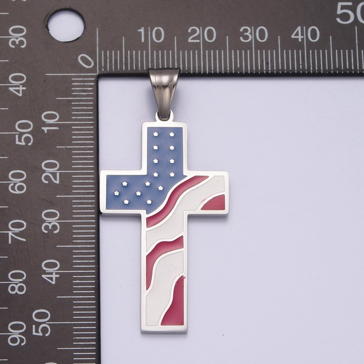 American Flag Cross Pendant Stainless Steel Pendant, Christian Cross 4th of July American Patriotic Cross I-353 - DLUXCA