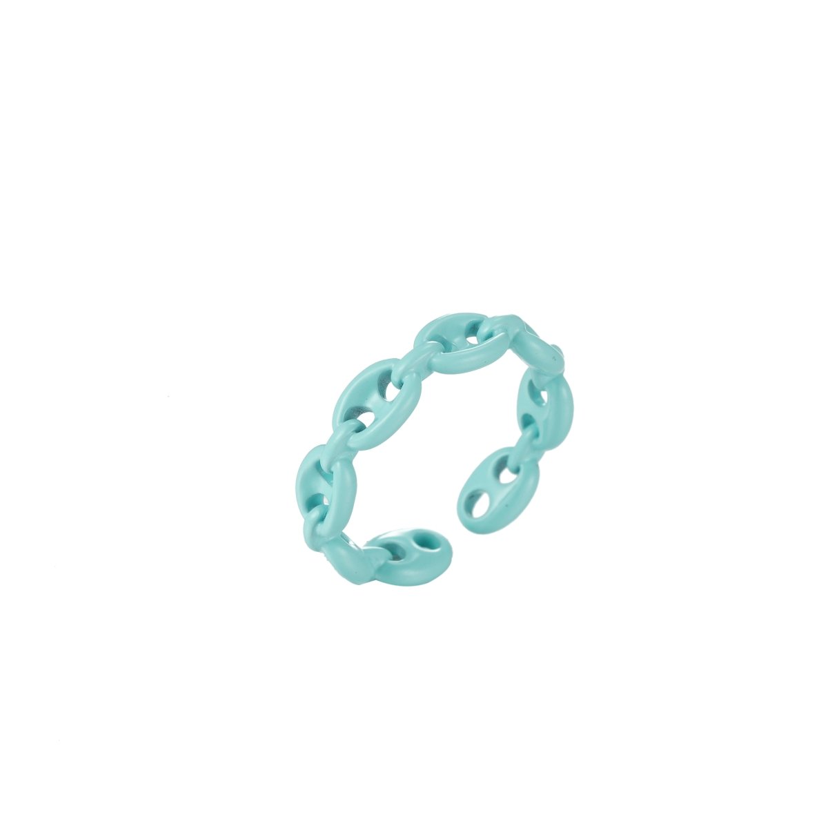 Anchor Ring Link Chain Ring Enamel Statement Jewelry Open Adjustable Ring Y2K Colorful Ring - DLUXCA