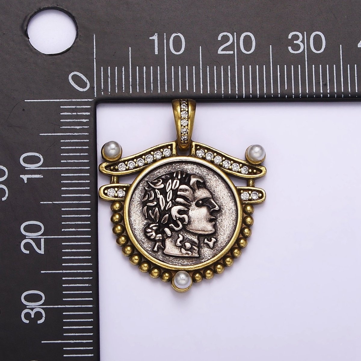 Ancient Coin Findings Pendant , Roman Coin Charm Ancient Greek Medallion Charm AA-761 - DLUXCA