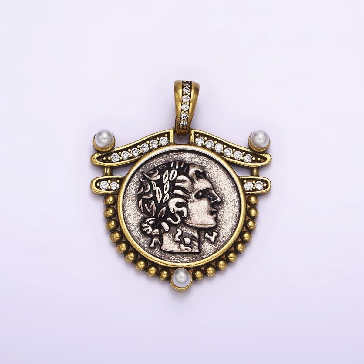 Ancient Coin Findings Pendant , Roman Coin Charm Ancient Greek Medallion Charm AA-761 - DLUXCA